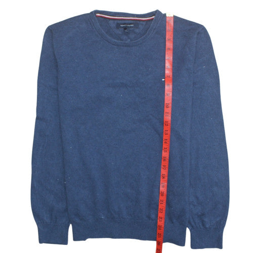 Tommy Hilfiger Men's Blue Cotton Crew Neck Pullover Jumper L