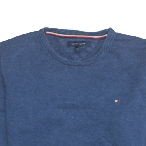 Tommy Hilfiger Men's Blue Cotton Crew Neck Pullover Jumper L
