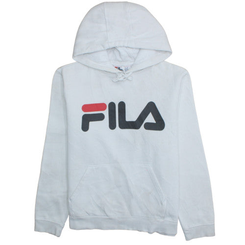 Fila Men's White Pullover Hoodie M Logo Fleece Sweatshirt