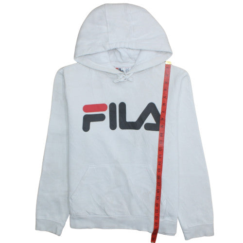 Fila Men's White Pullover Hoodie M Logo Fleece Sweatshirt