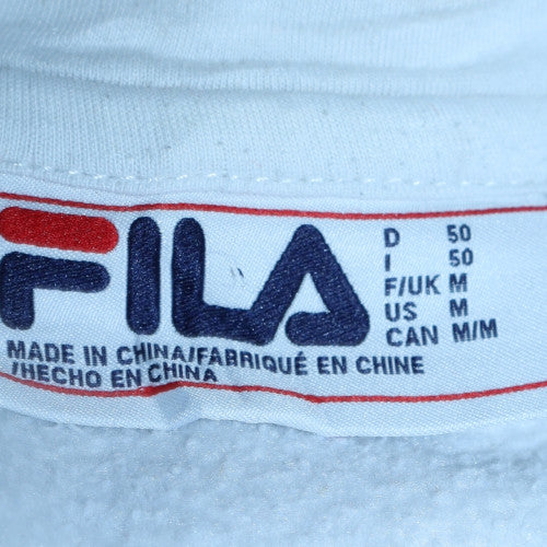 Fila Men's White Pullover Hoodie M Logo Fleece Sweatshirt