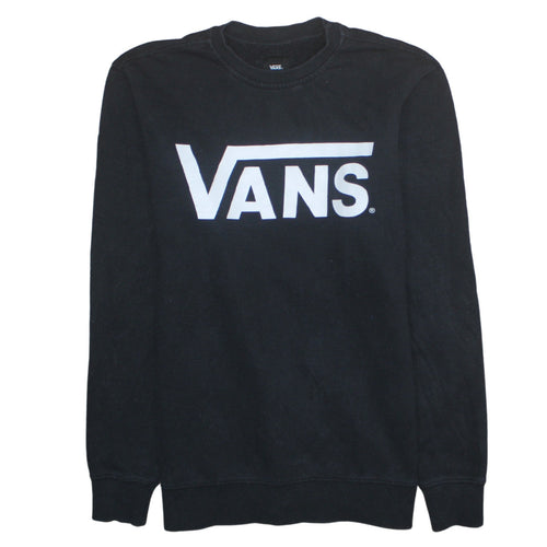 Vans Men’s Black Crew Neck Logo Pullover Sweatshirt Medium