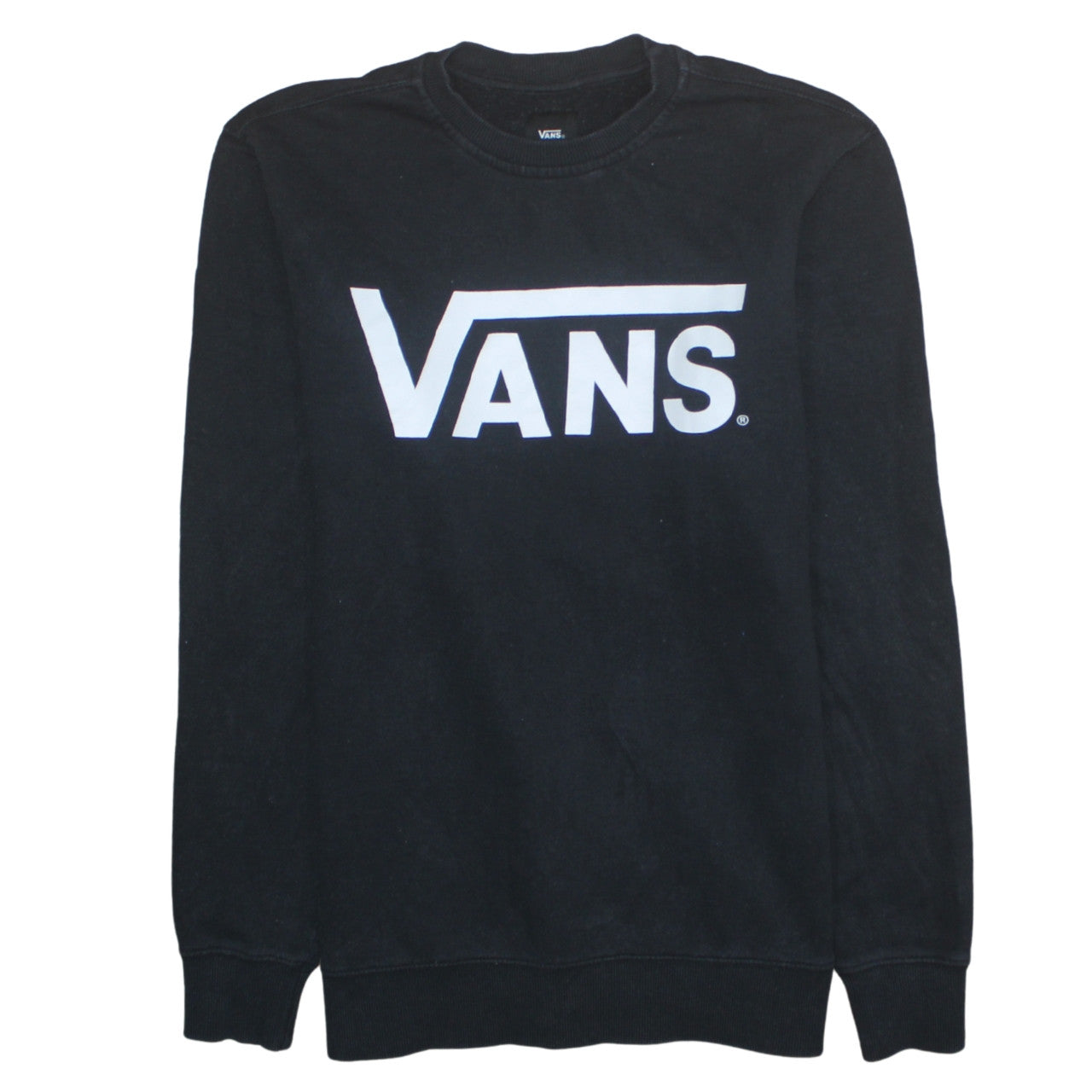 Vans Men’s Black Crew Neck Logo Pullover Sweatshirt Medium
