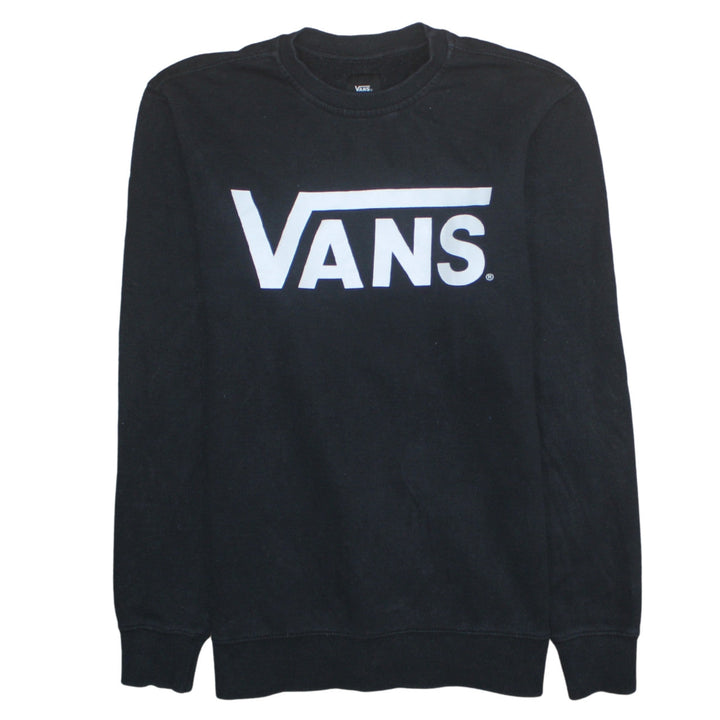 Vans Men’s Black Crew Neck Logo Pullover Sweatshirt Medium