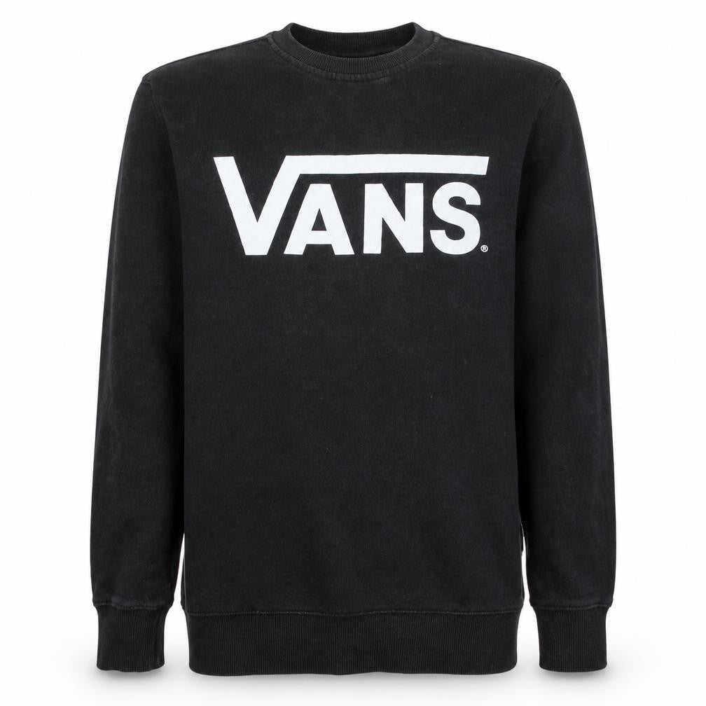 Vans Men’s Black Crew Neck Logo Pullover Sweatshirt Medium