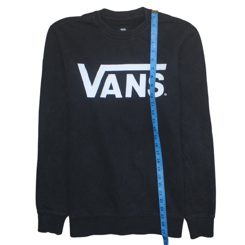Vans Men’s Black Crew Neck Logo Pullover Sweatshirt Medium
