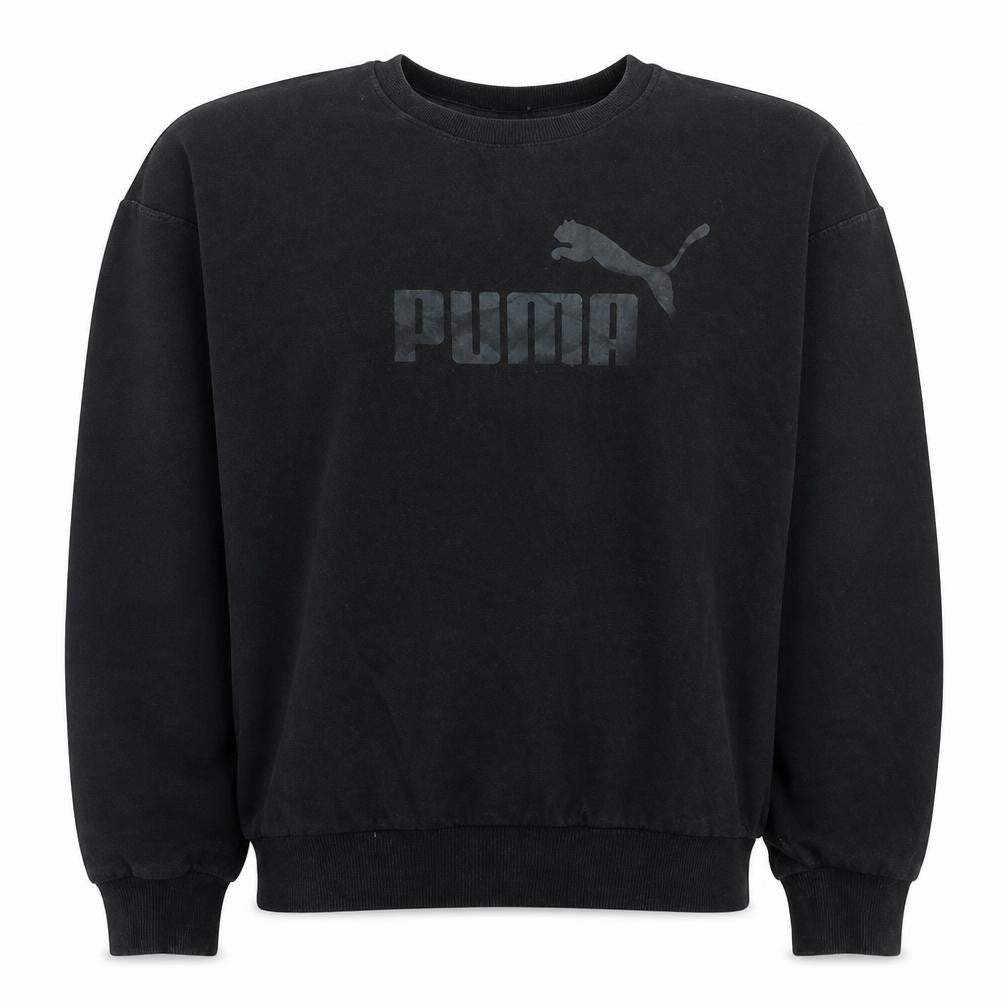 Front view of Puma Women's Black Crew Neck Pullover Sweatshirt, size M