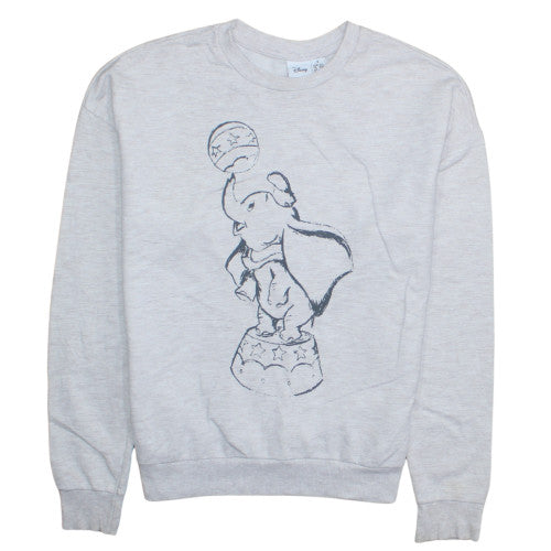 Disney Women Grey Dumbo Sweatshirt Small Crew Neck Pullover
