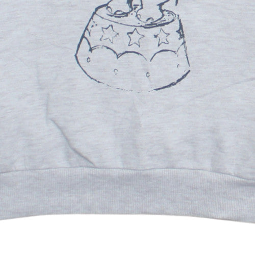 Disney Women Grey Dumbo Sweatshirt Small Crew Neck Pullover