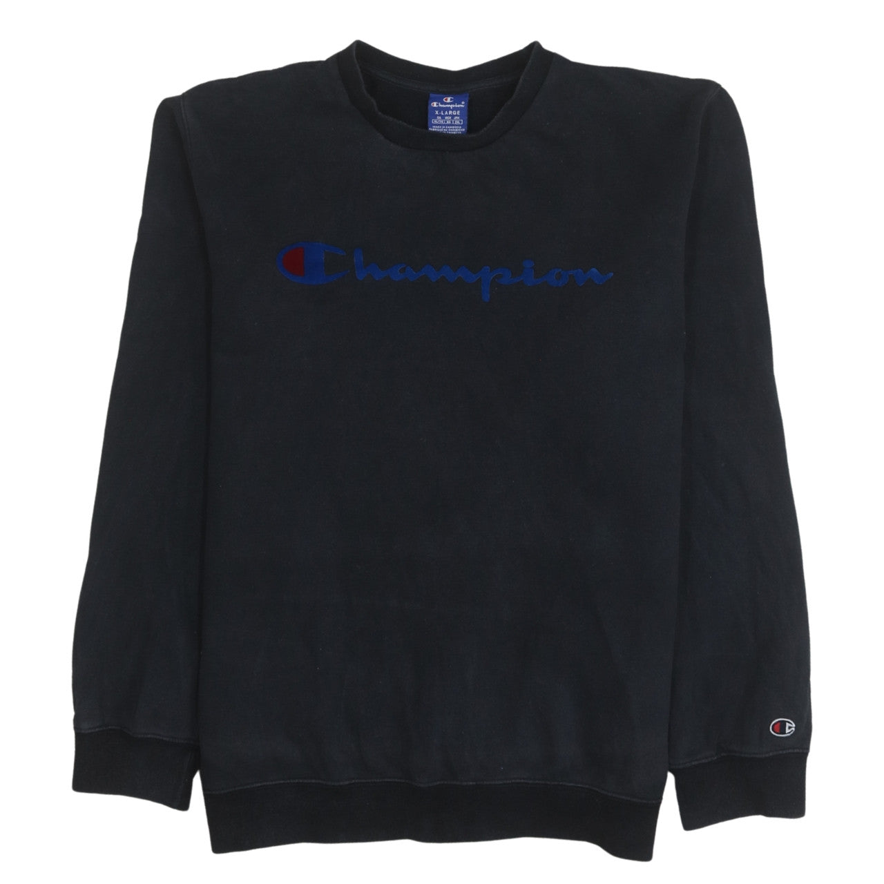 Champion Men's Black XL Pullover Sweatshirt Crew Neck Logo Cotton