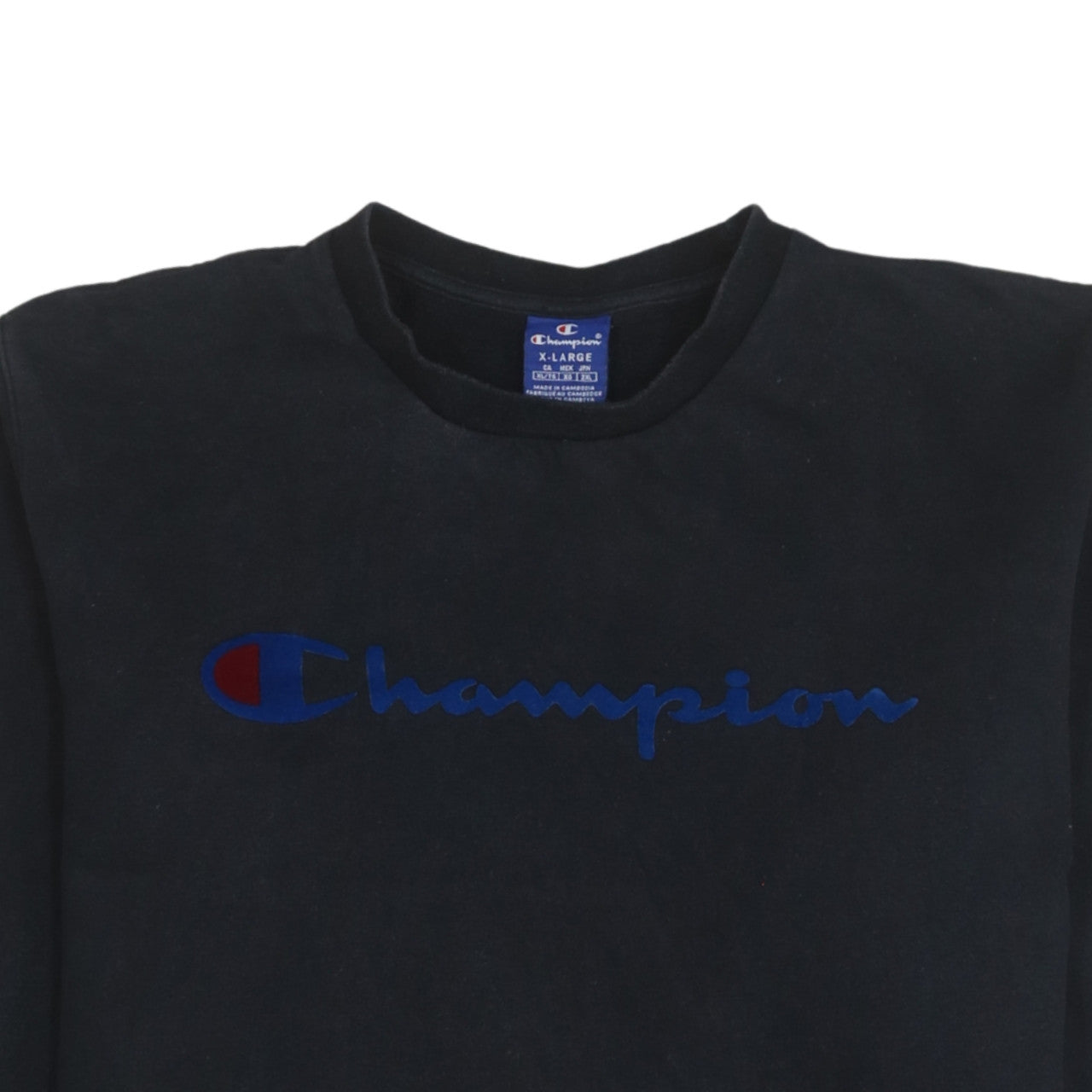 Champion Men's Black XL Pullover Sweatshirt Crew Neck Logo Cotton