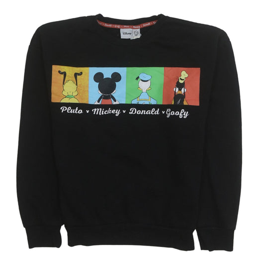 Disney Women Black Mickey Donald Goofy Sweatshirt Size S 10/12
