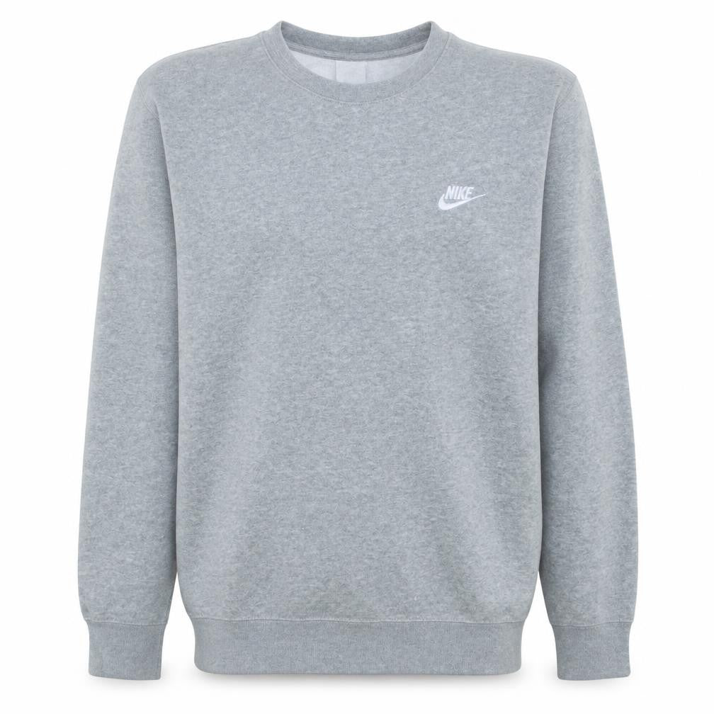 Front view of Nike Men's Grey XL Pullover Fleece Sweatshirt Crew Neck