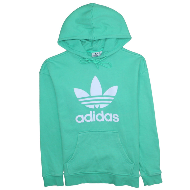 Adidas Womens Mint Green Pullover Hoodie XS Logo Print Cotton
