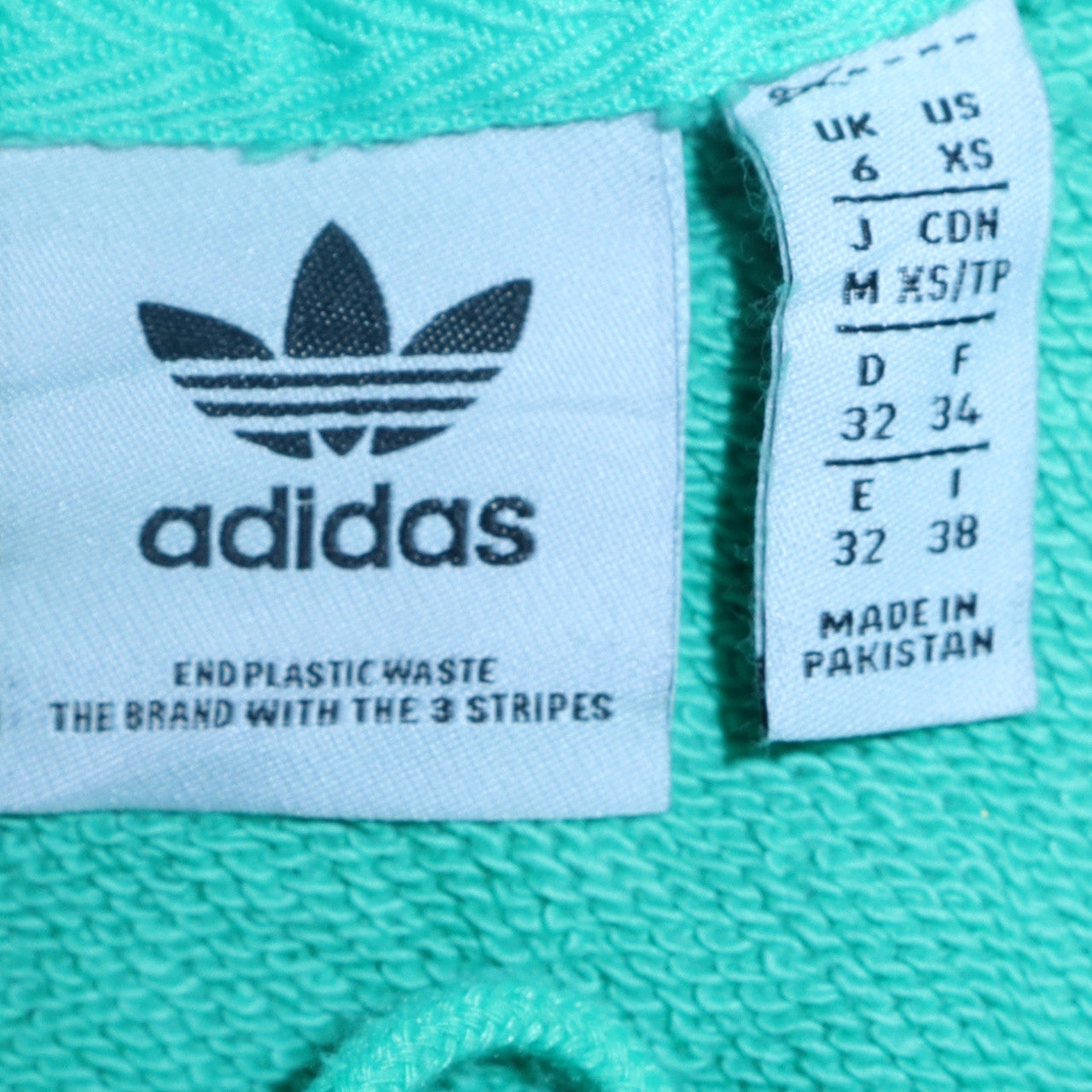 Adidas Womens Mint Green Pullover Hoodie XS Logo Print Cotton