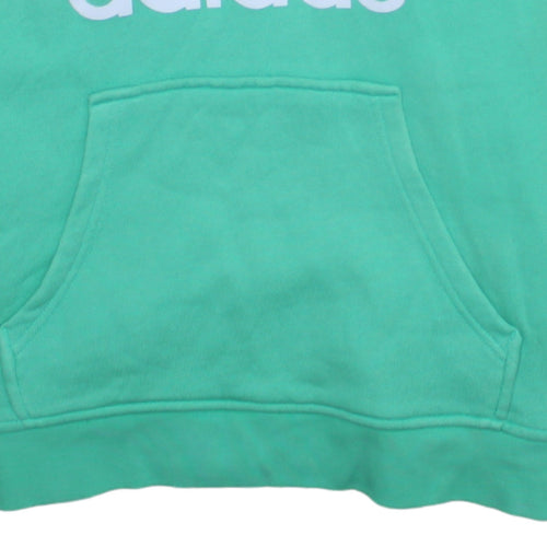 Adidas Womens Mint Green Pullover Hoodie XS Logo Print Cotton