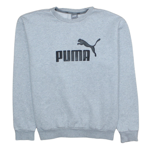 Puma Men's Grey Crew Neck Logo Sweatshirt Size S