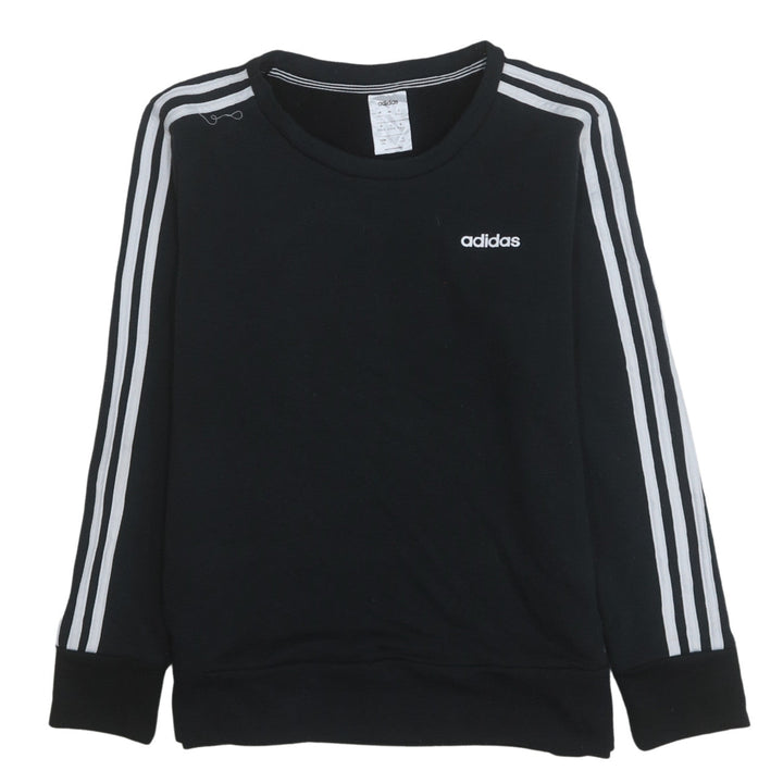 Adidas Women Black Crew Neck Long Sleeve Pullover Sweatshirt Size 12-14