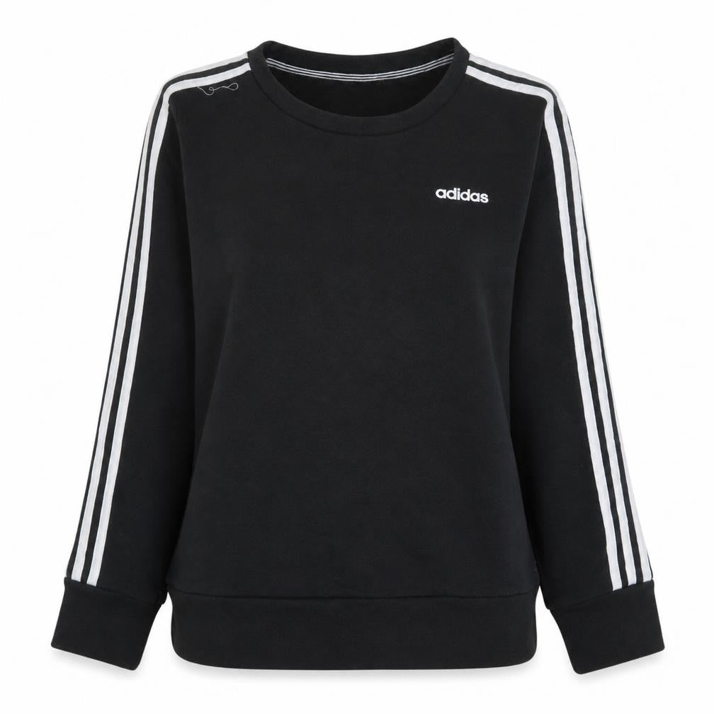Front view of Adidas Women Black Crew Neck Long Sleeve Pullover Sweatshirt, size 12-14