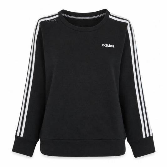 Front view of Adidas Women Black Crew Neck Long Sleeve Pullover Sweatshirt, size 12-14