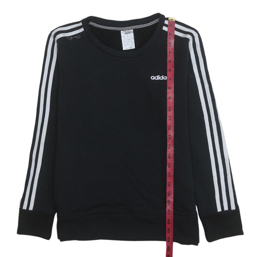 Adidas Women Black Crew Neck Long Sleeve Pullover Sweatshirt Size 12-14