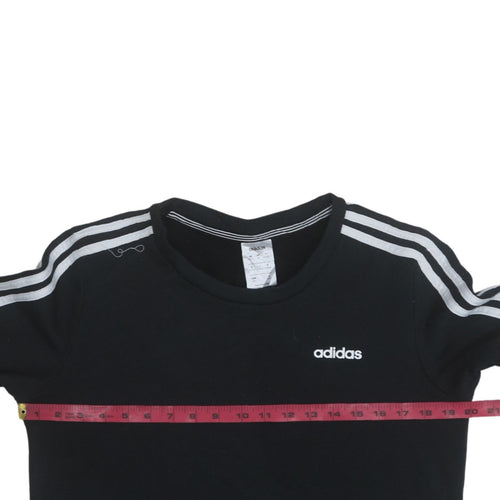 Adidas Women Black Crew Neck Long Sleeve Pullover Sweatshirt Size 12-14