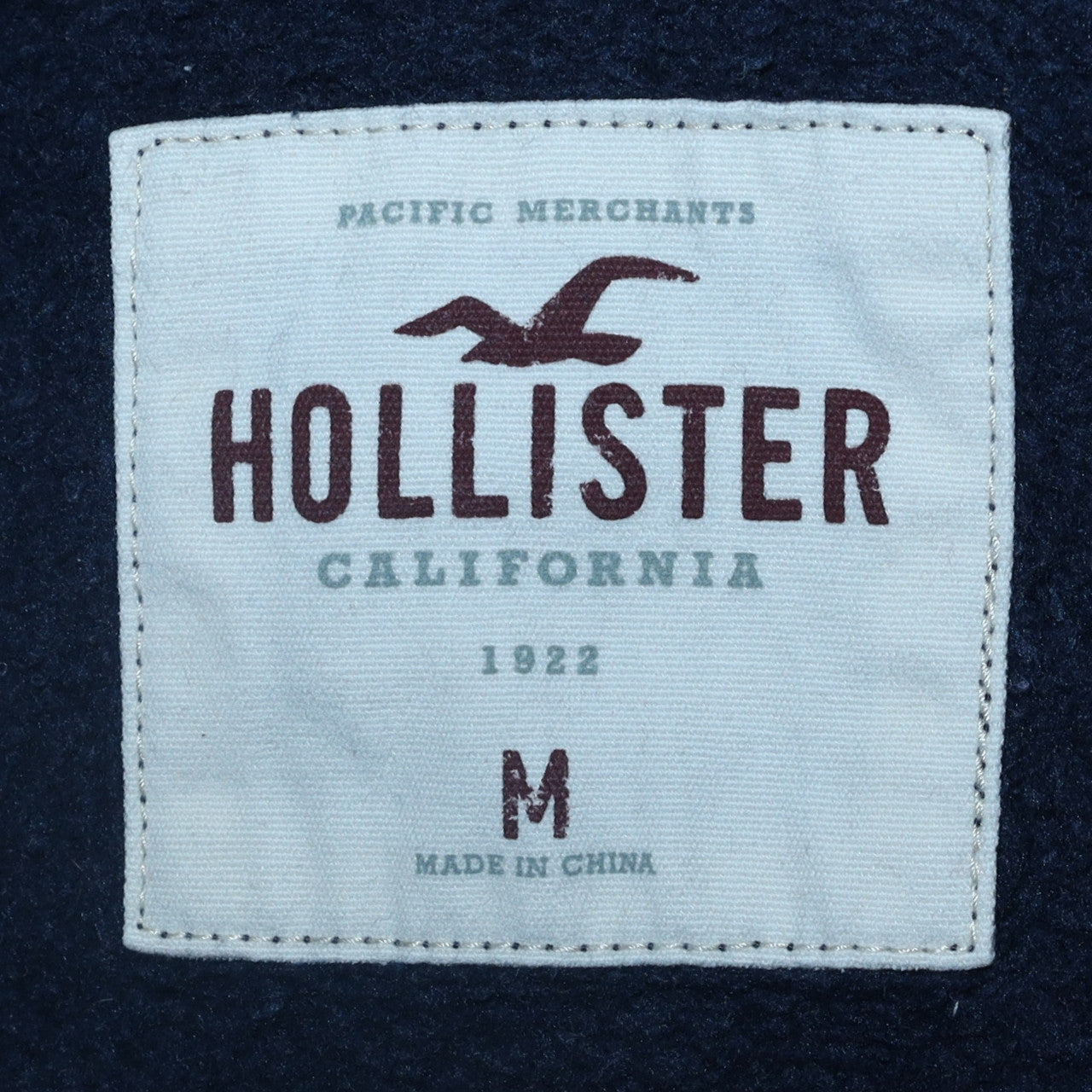 Hollister Men Blue Full Zip Hoodie M Logo Fleece Sweatshirt