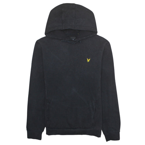 Lyle & Scott Mens Black Cotton Pullover Hoodie Size L Regular Fit