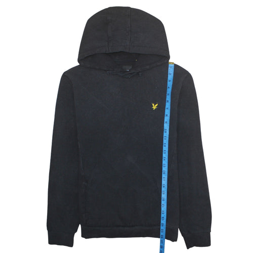 Lyle & Scott Mens Black Cotton Pullover Hoodie Size L Regular Fit