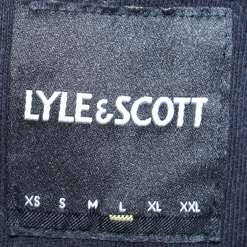 Lyle & Scott Mens Black Cotton Pullover Hoodie Size L Regular Fit