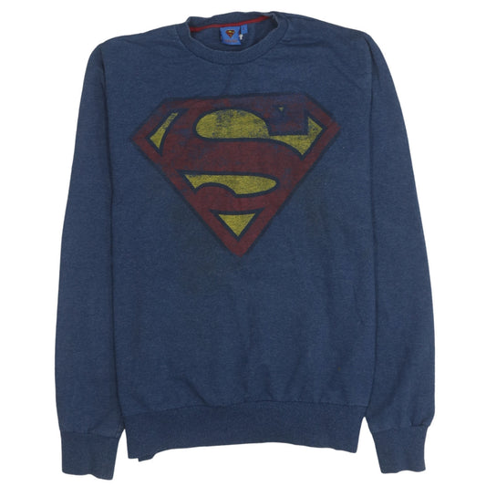 Superman Men's Blue Logo Pullover Sweatshirt Size L