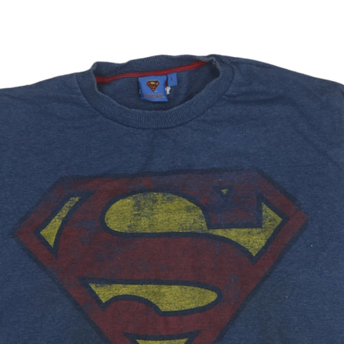 Superman Men's Blue Logo Pullover Sweatshirt Size L