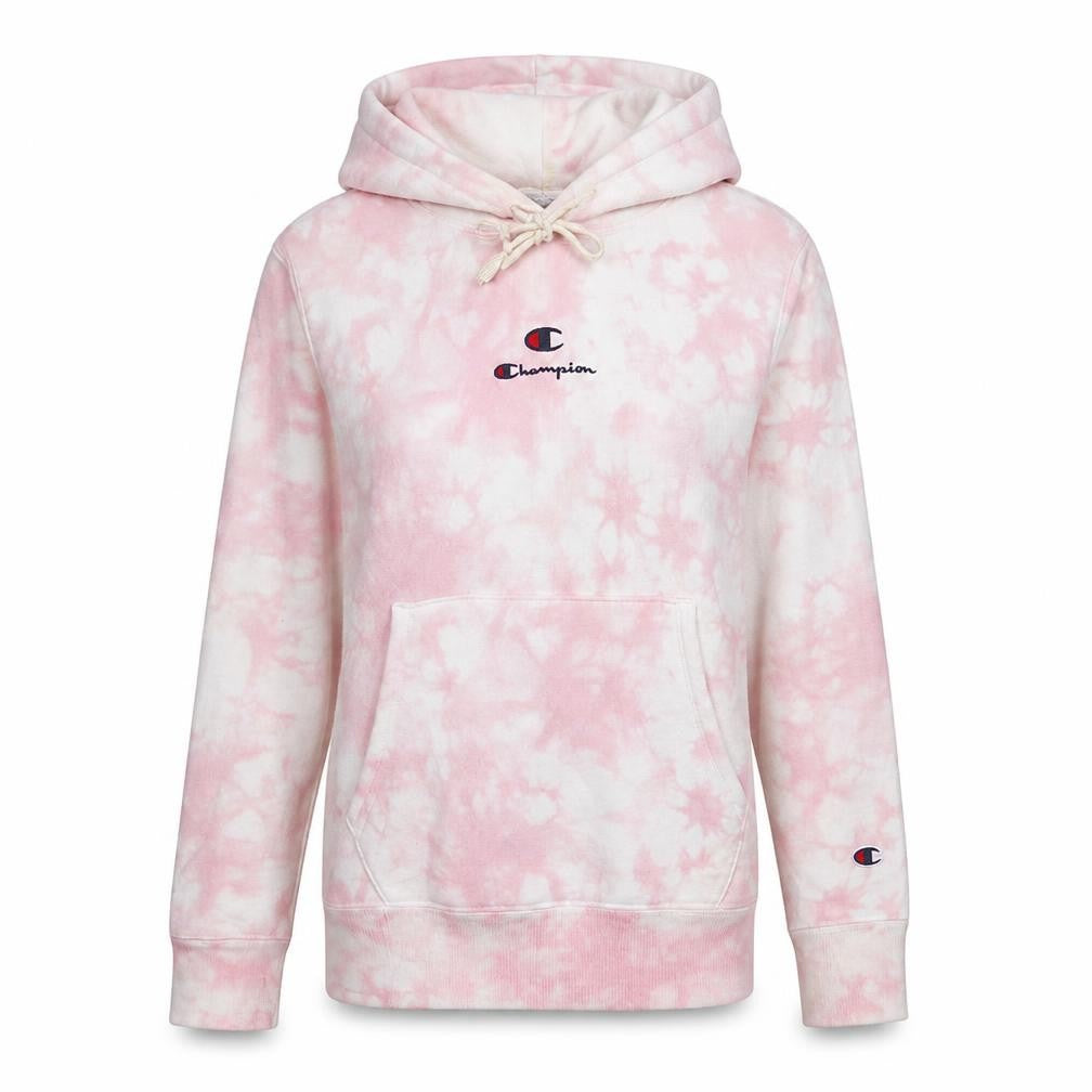 Champion Womens Pink Tie Dye Pullover Hoodie XS Cotton Blend