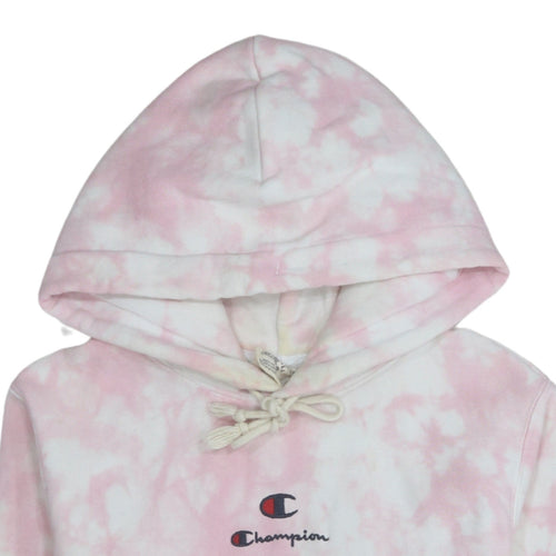 Champion Womens Pink Tie Dye Pullover Hoodie XS Cotton Blend