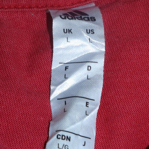 Adidas Men’s Red Cotton Short Sleeve Crew Neck T-Shirt Size L