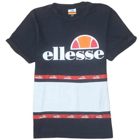 Ellesse Womens Black Colourblock Logo T-Shirt Size 10