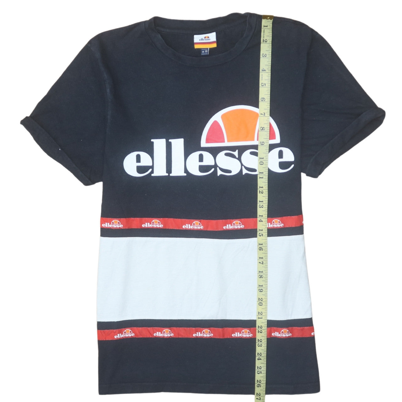 Ellesse Womens Black Colourblock Logo T-Shirt Size 10