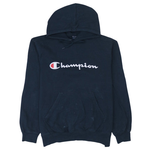 Champion Men's Black L Pullover Hoodie Logo Fleece Sweatshirt