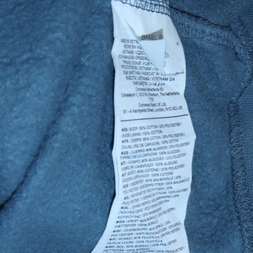 Converse Unisex Blue Pullover Hoodie XS Cotton Blend Fleece