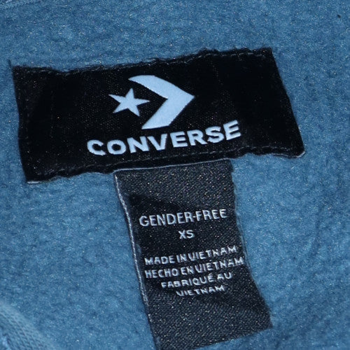 Converse Unisex Blue Pullover Hoodie XS Cotton Blend Fleece