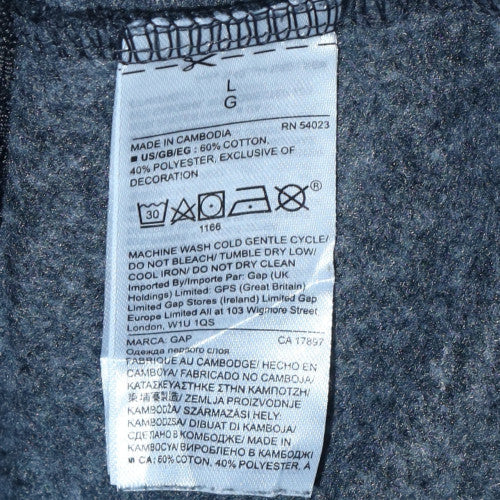 GAP Women's Black Full Zip Hoodie L Cotton Blend Casual