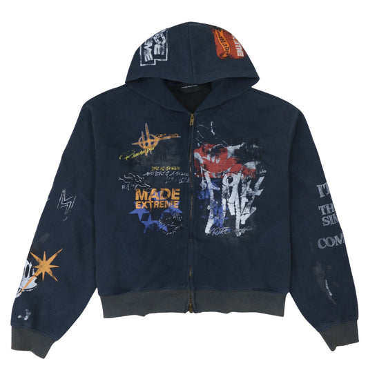 Made Extreme Women's Navy Graphic Full Zip Hoodie Size XL