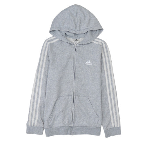 Adidas Womens Grey Full Zip Hoodie Small S 8-10 Cotton Blend Sportswear
