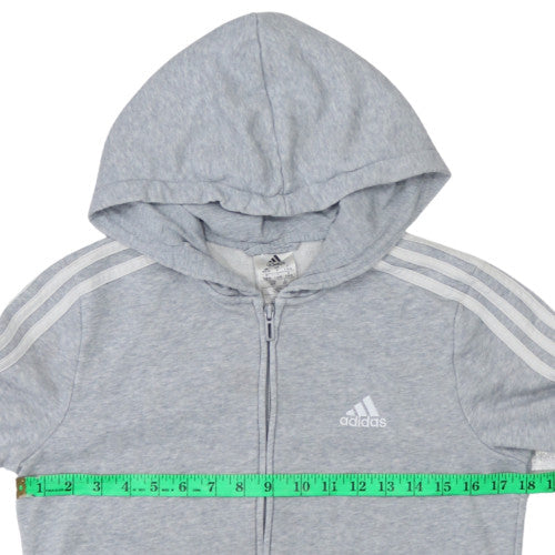 Adidas Womens Grey Full Zip Hoodie Small S 8-10 Cotton Blend Sportswear
