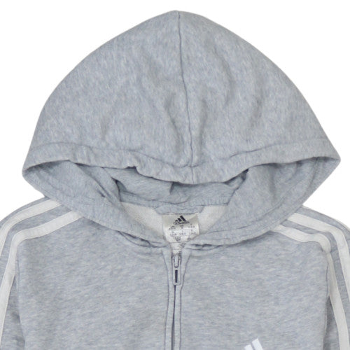 Adidas Womens Grey Full Zip Hoodie Small S 8-10 Cotton Blend Sportswear