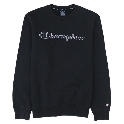 Champion Men's Black Logo Crew Neck Pullover Sweatshirt Size L