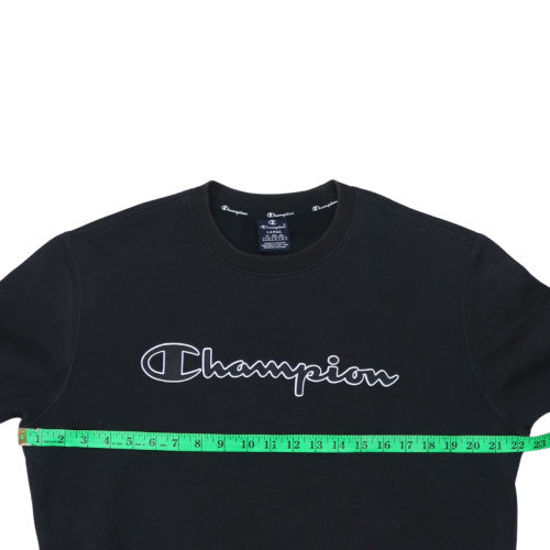Champion Men's Black Logo Crew Neck Pullover Sweatshirt Size L