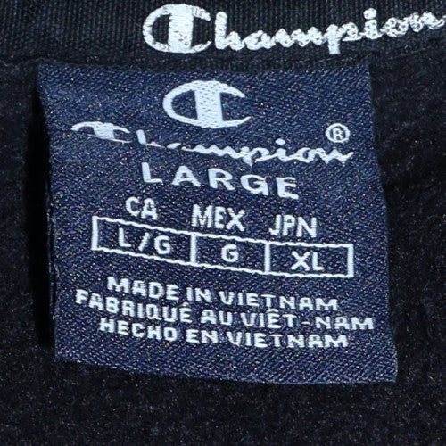 Champion Men's Black Logo Crew Neck Pullover Sweatshirt Size L