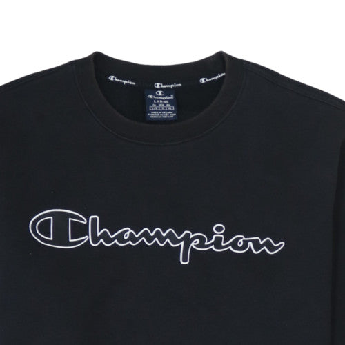 Champion Men's Black Logo Crew Neck Pullover Sweatshirt Size L