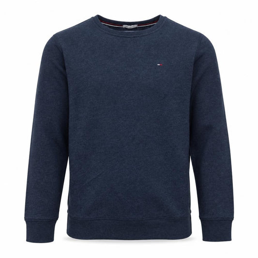 Front view of Tommy Jeans Men’s Blue Crew Neck Pullover Sweatshirt, size S